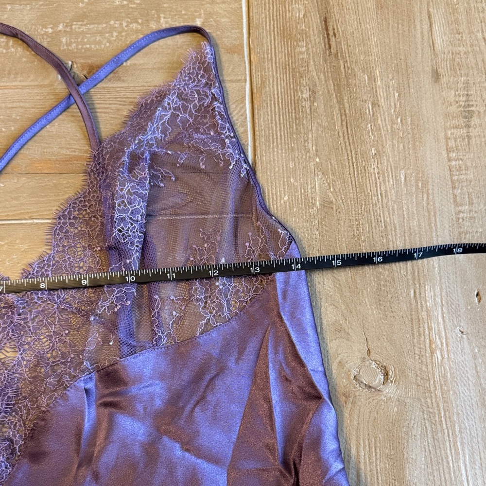Victoria's Secret Lavender Satin Lace Slip Dress Lingerie - Large - Like New - Picture 12 of 14